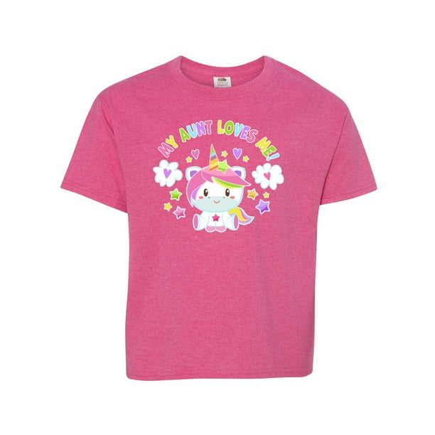 inktastic Auntie Loves Me with Cute Rainbow Unicorn Toddler T-Shirt 